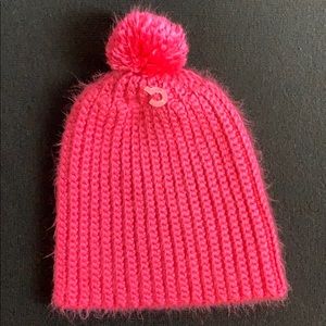 Hot pink snow hat beanie Pom Pom